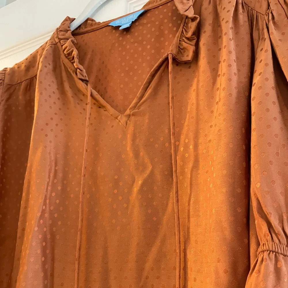 Draper James Ruffled Rust Blouse - Picture 2 of 3